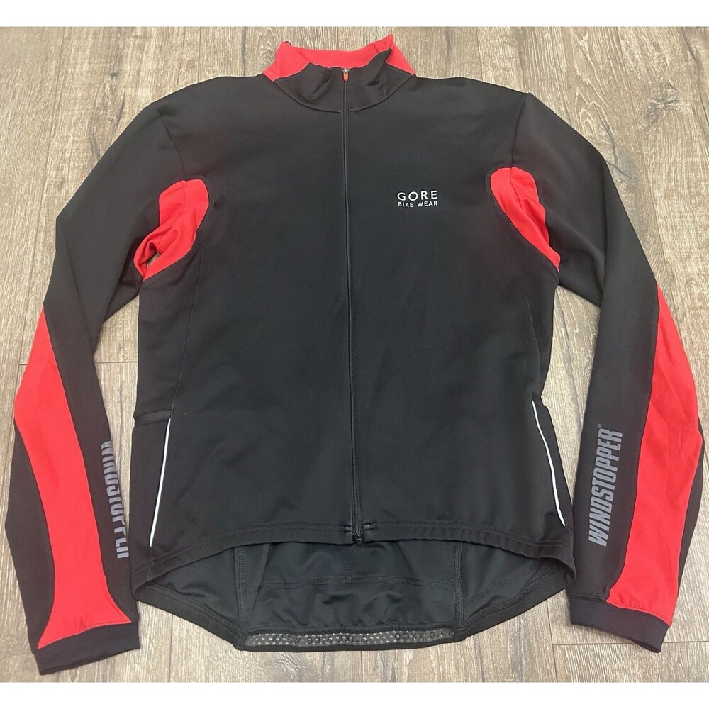Gore Wear Windstopper Soft Shell Jacket Full Zip Mens XL Black Red